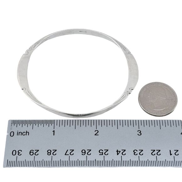 Vintage Paige Sterling Silver 925 5mm Notched Bangle Bracelet 7.75" - Picture 8 of 8